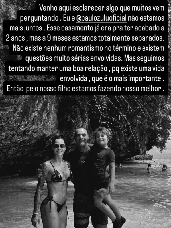 Modelo anuncia fim do casamento com Paulo Zulu: “Questões muito sérias” - destaque galeria