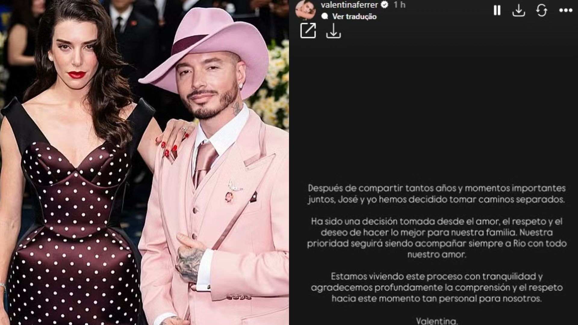 Valentina Ferrer anuncia término com J Balvin após oito anos juntos