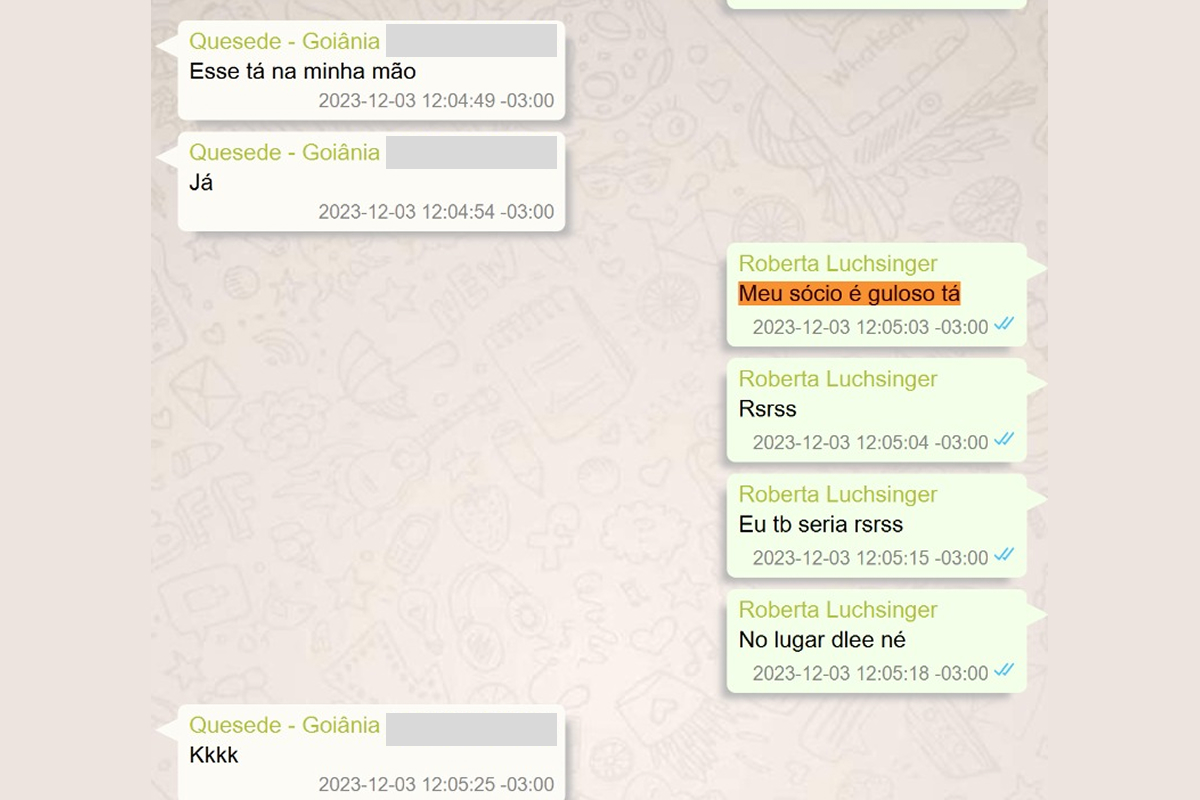 Trocas de mensagens de Roberta Luchsinger
