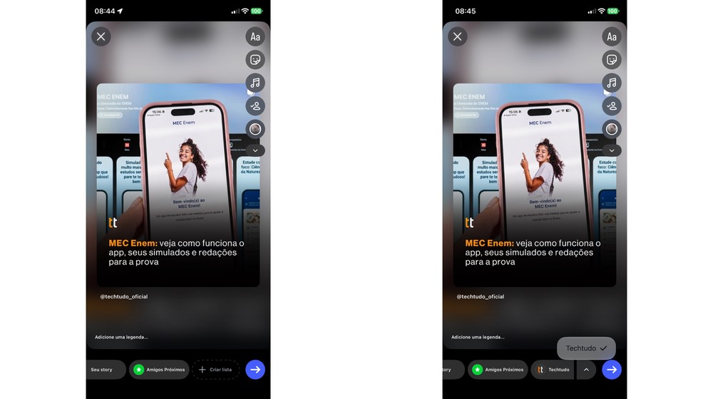 Recurso de múltiplas audiências do Instagram Plus permite separar contatos em diferentes grupos antes de publicar um Story — Foto: Reprodução/Instagram