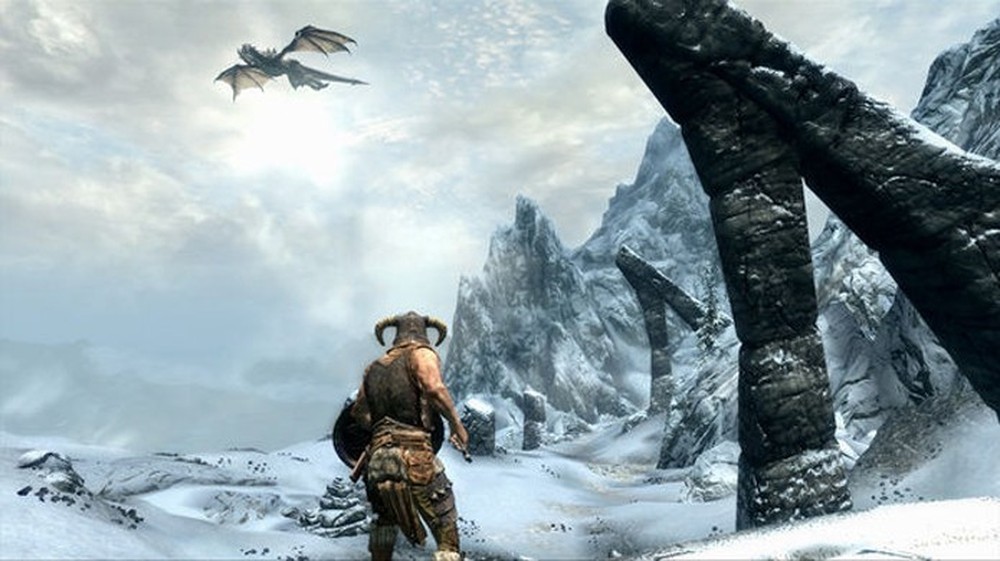 Viva uma grande aventura medieval e enfrente dragões no vasto mundo de The Elder Scrolls 5: Skyrim — Foto: Reprodução/Steam