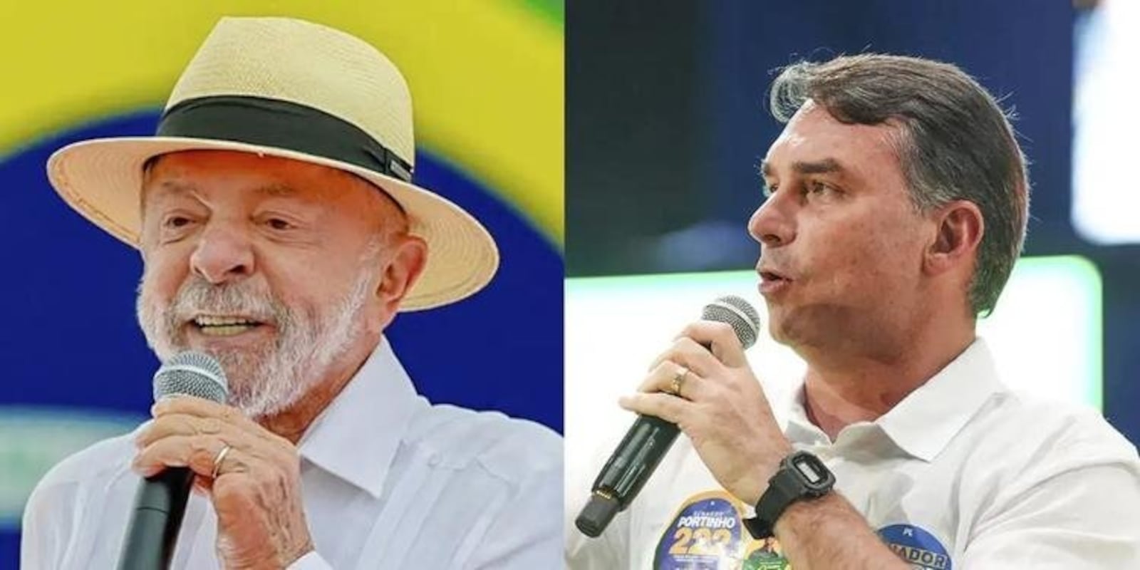 16% dos eleitores desejam um presidente que não seja nem Lula nem Flávio Bolsonaro, diz Real Time Montagem: Ricardo Stuckert/PT; Vittor Sales/PL