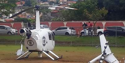 O Globocop danificado ap&oacute;s um pouso for&ccedil;ado na capital mineira Foto: PMMG/Divulga&ccedil;&atilde;o