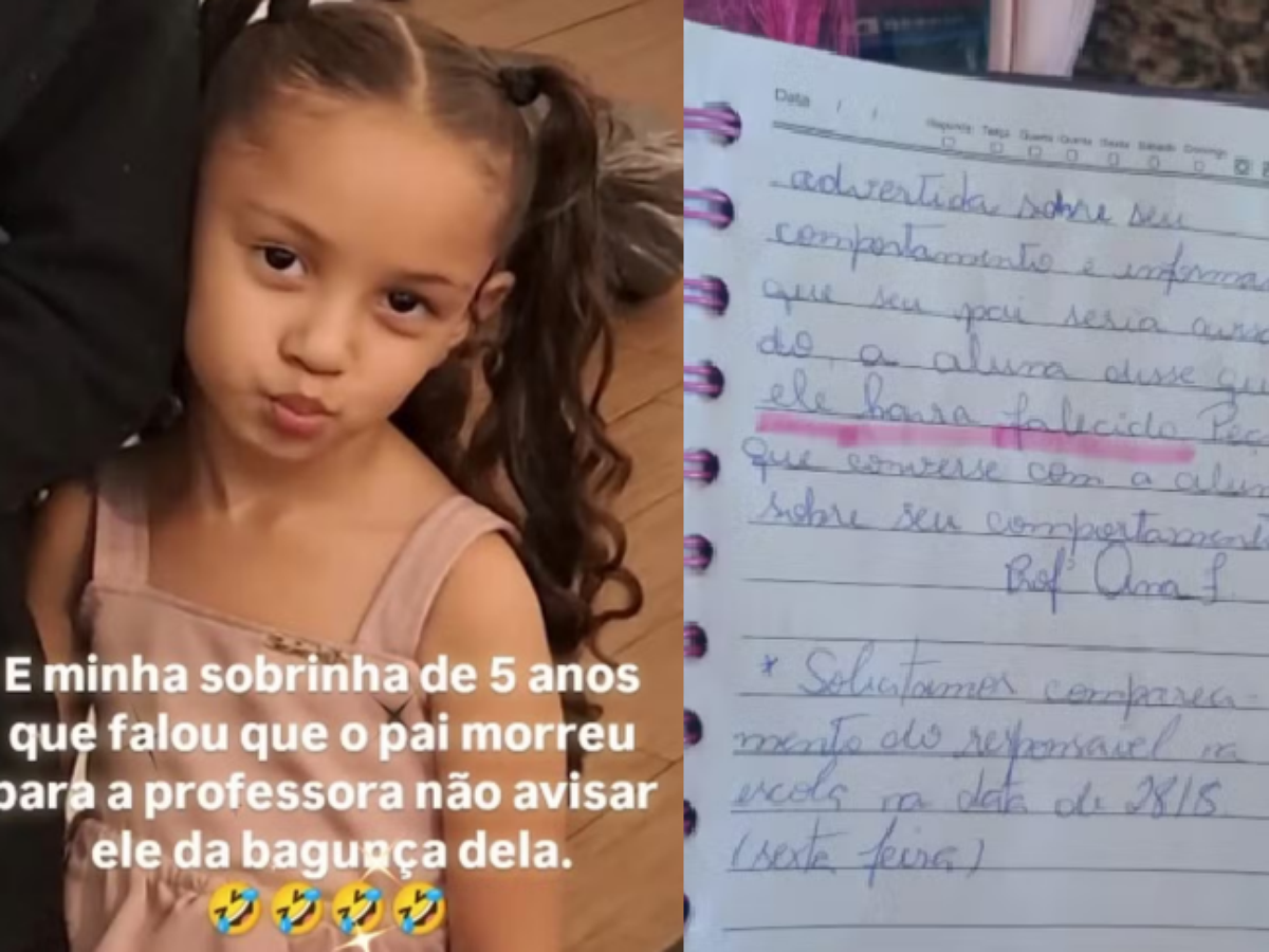 Menina inventa morte do pai para evitar bronca da professora e viraliza na web