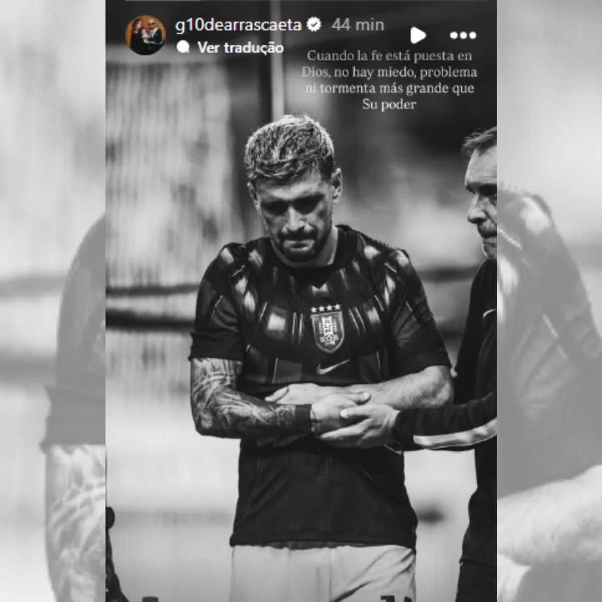 "Quando há fé em Deus, não há medo", diz Arrascaeta após lesão confirmada