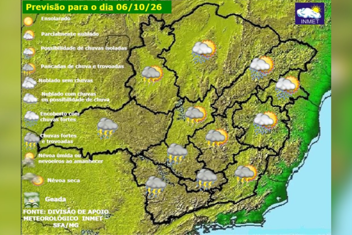 Imagem da matéria: Instabilidade traz risco de tempestades e granizo a Minas na terça (6/10)