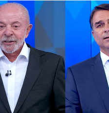 Lula (PT) vai sem gravata ao debate, Flávio (PL) escolhe usar o acessório Foto: Reprodução/Globo