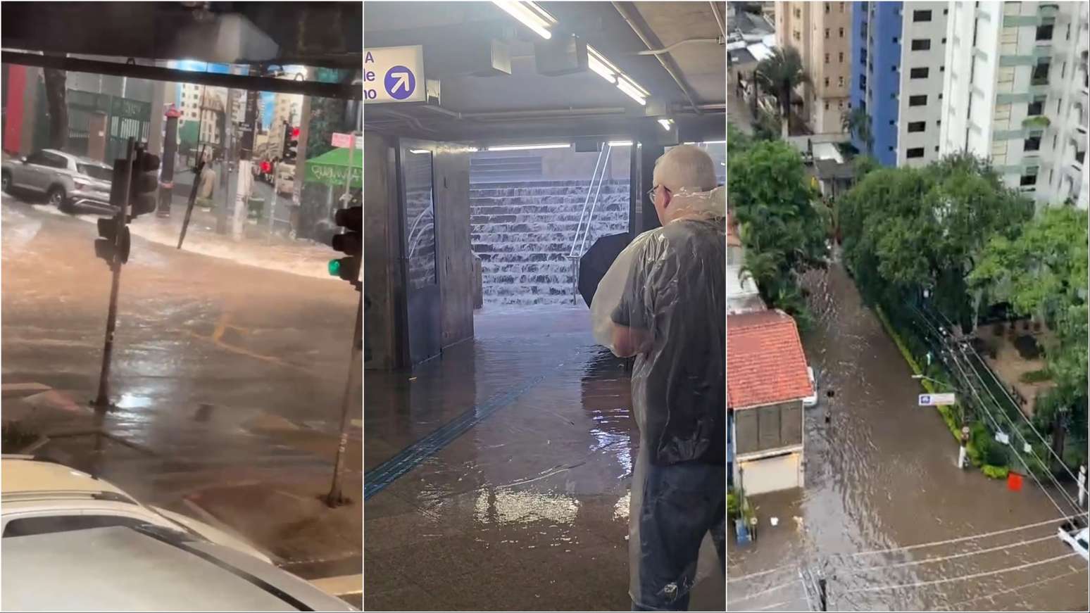 Ruas e avenidas alagadas em S&atilde;o Paulo ap&oacute;s a chuva desta quarta-feira, 14
