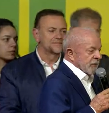 Lula em primeiro discurso após resultado do primeiro turno das eleições gerais deste domingo, 4 Foto: Reprodução/Globonews