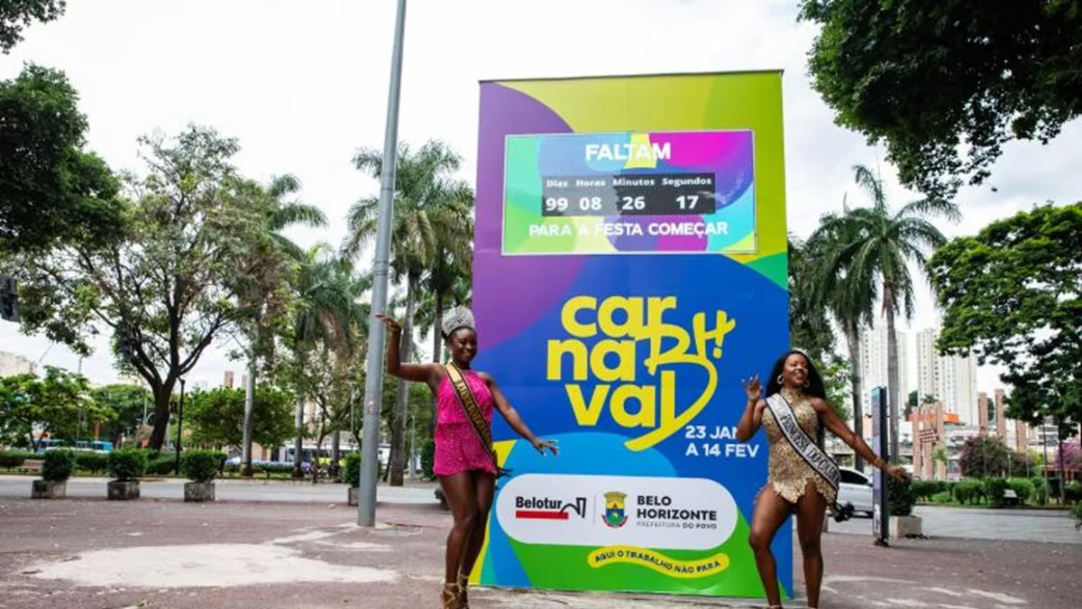 BH ganha totem com contagem regressiva há 100 dias do Carnaval 2027