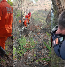 Turista ficou preso à beira de um precipício de 70 metros Foto: Divulgação/Corpo de Bombeiros Militar do Tocantins