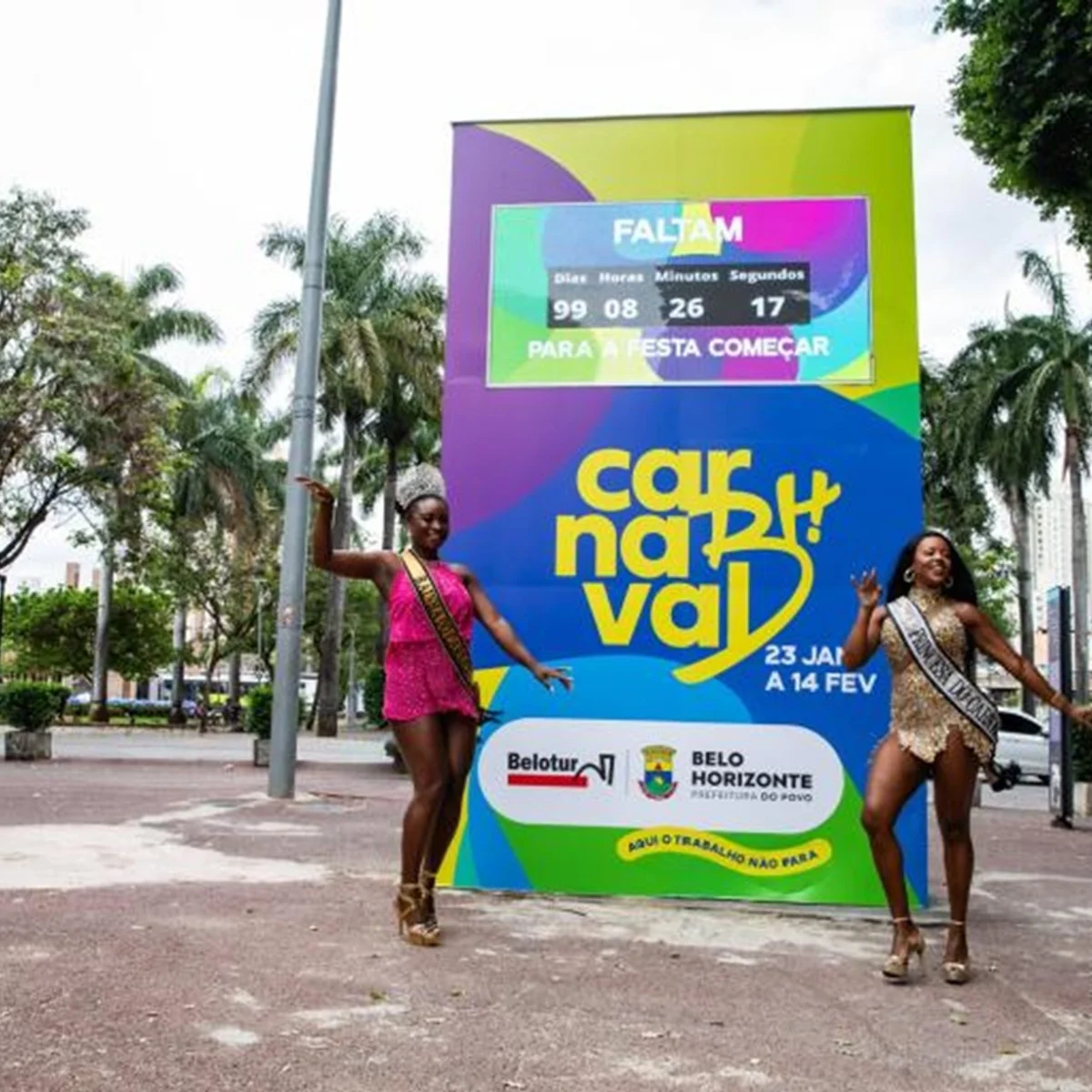 BH ganha totem com contagem regressiva há 100 dias do Carnaval 2027
