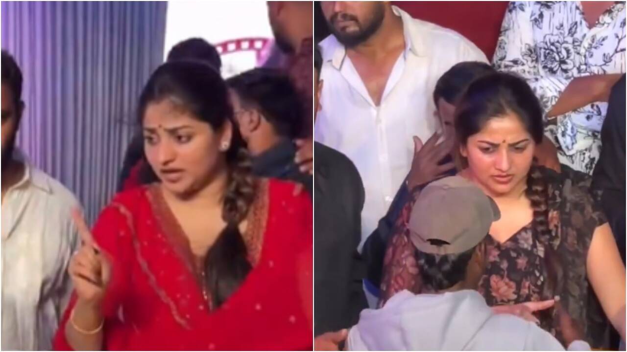 Rachita Ram parece chocada enquanto um fã puxa sua bochecha após uma selfie; interação de aniversário fora da residência em Bengaluru gera debate; Netizens REACT