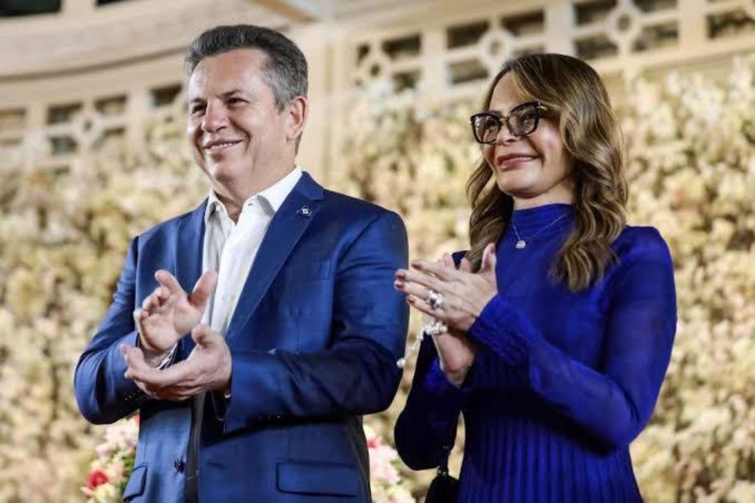 Mauro Mendes (Uni&atilde;o), eleito senador, e Virginia Mendes (Uni&atilde;o), eleita deputada federal pelo Mato Grosso