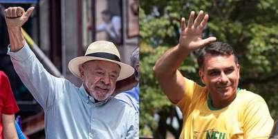 Lula e Fl&aacute;vio Bolsonaro em &uacute;ltimos atos de campanha antes do primeiro turno, neste s&aacute;bado, 3 Foto: Taba Benedicto/Estad&atilde;o e Felipe Rau/Estad&atilde;o / Estad&atilde;o